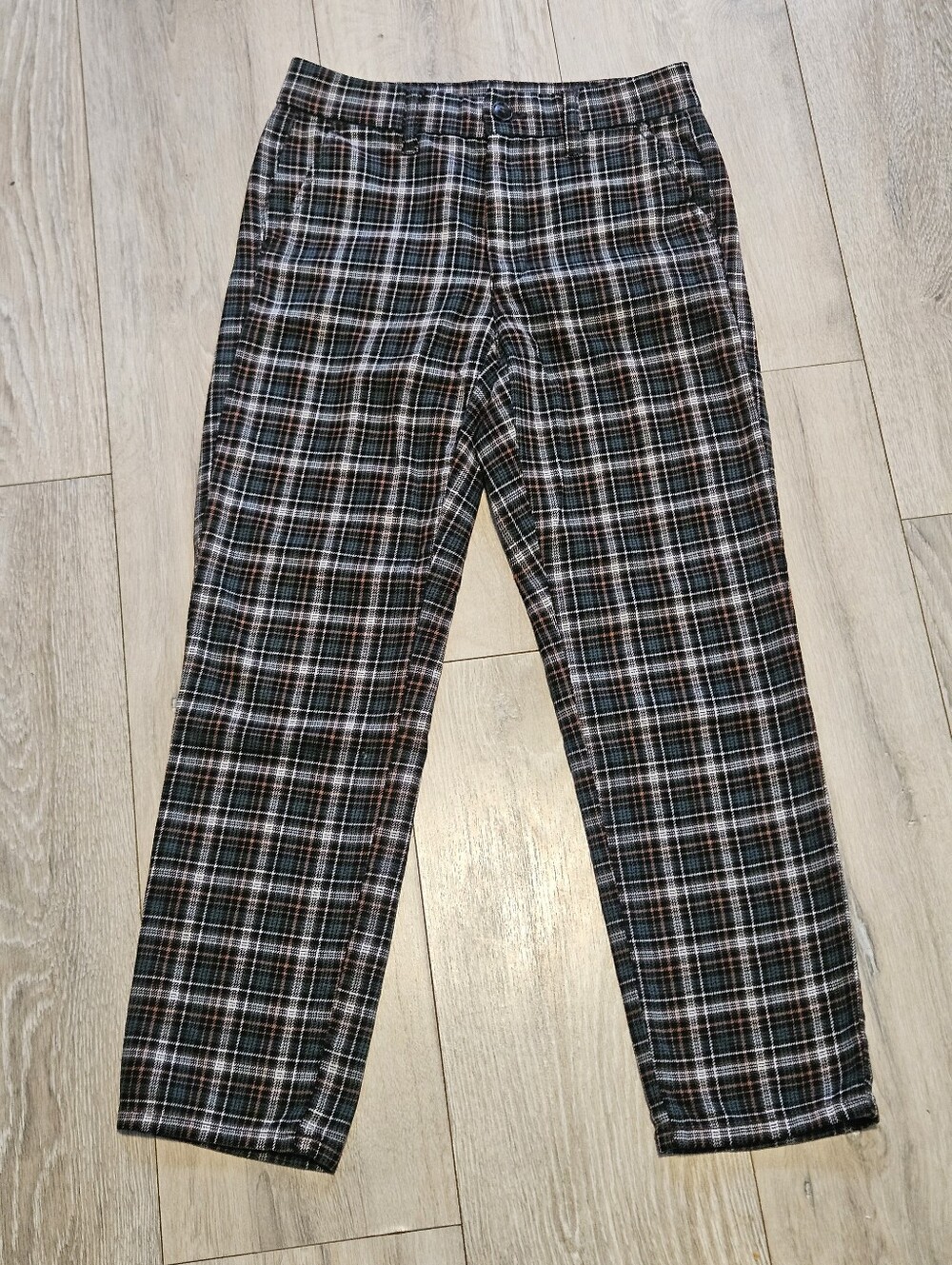 American Eagle Plaid Super Hi-Rise Skinny Trousers Women's 2 Cropped